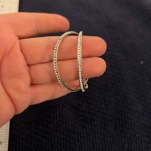Silver Tone and Rhinestone Hoops